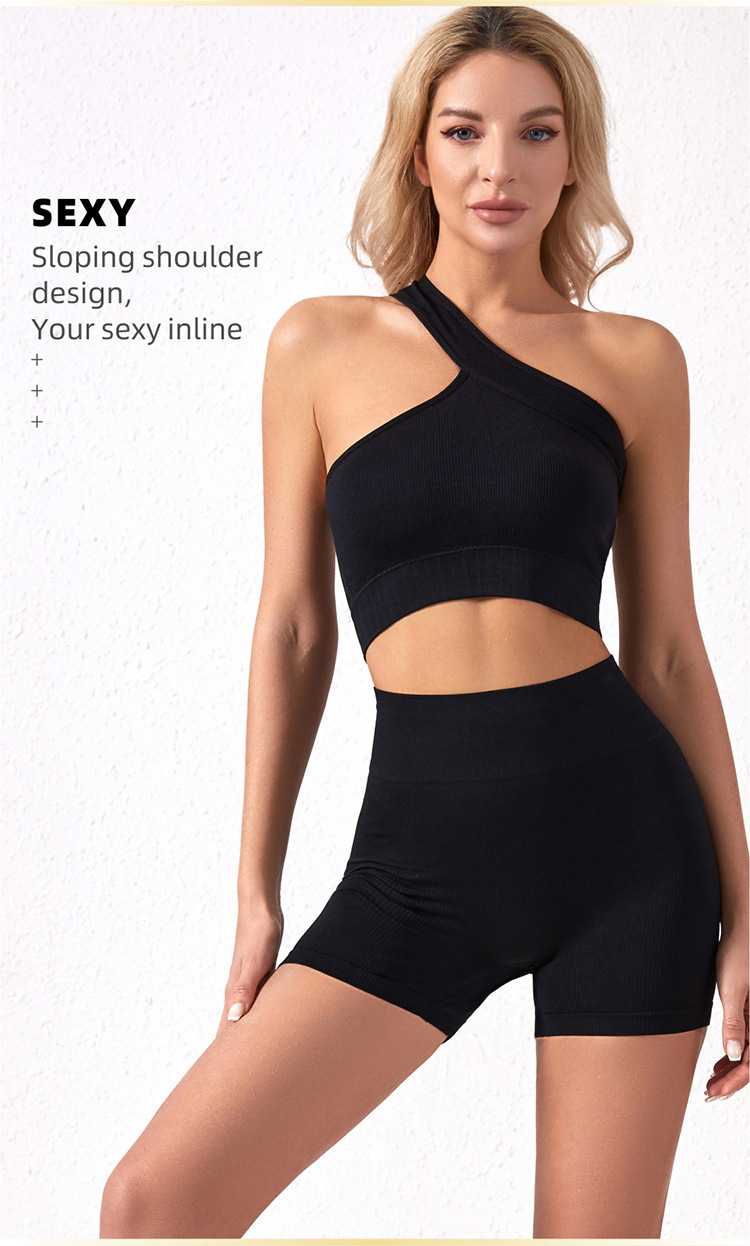 New Sports Vest Women's High Strength Shockproof Underwear Belly-lifting Shorts Split Fitness Yoga suit_voghion.com