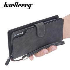 メンズ財布新しい Baellerry ファッションヨーロッパとアメリカのヌバックレザーマルチカードスロットジッパーバックルレトロクラッチバッグ