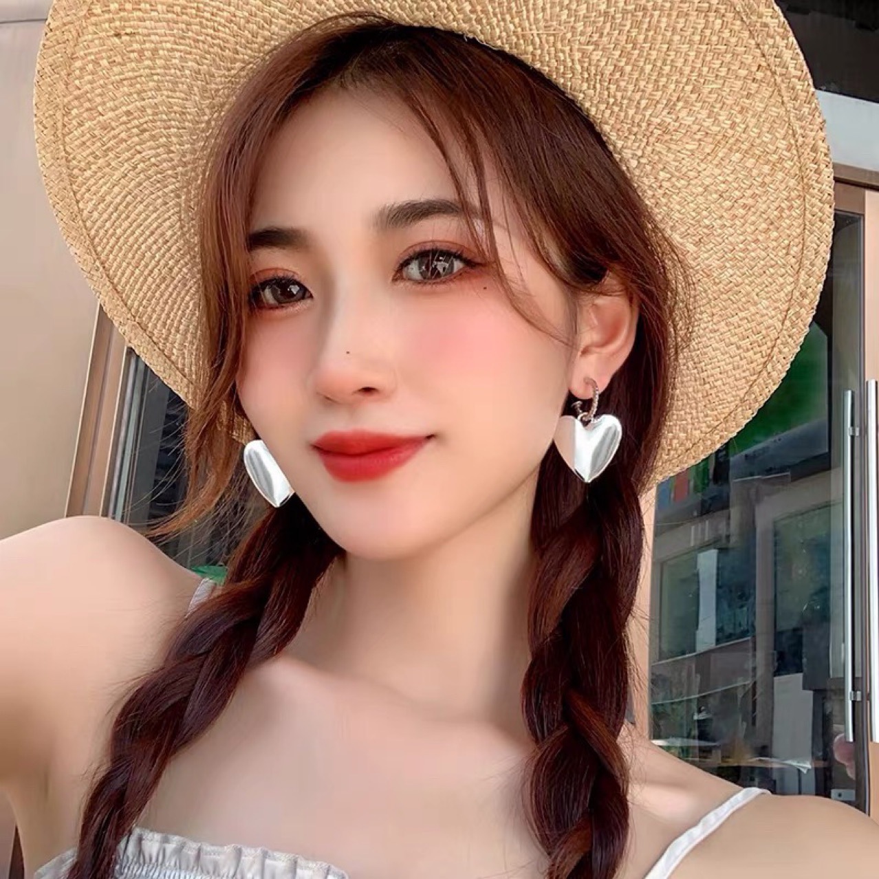 2021新款黑白棋盘格子复古耳钉女潮耳饰气质女神范耳环高级感耳坠