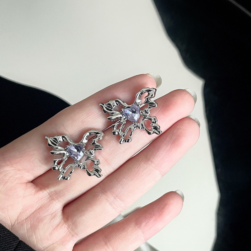 Fashion Butterfly Alloy Inlay Zircon Ear Studs