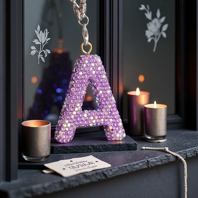 Car hanging, Letter bow clay car - a-letter-car-pendant-lotus-purple