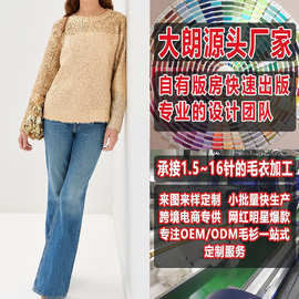 欧美春秋休闲时尚套头毛衣女大朗毛织加工针织衫加工定制看图打版