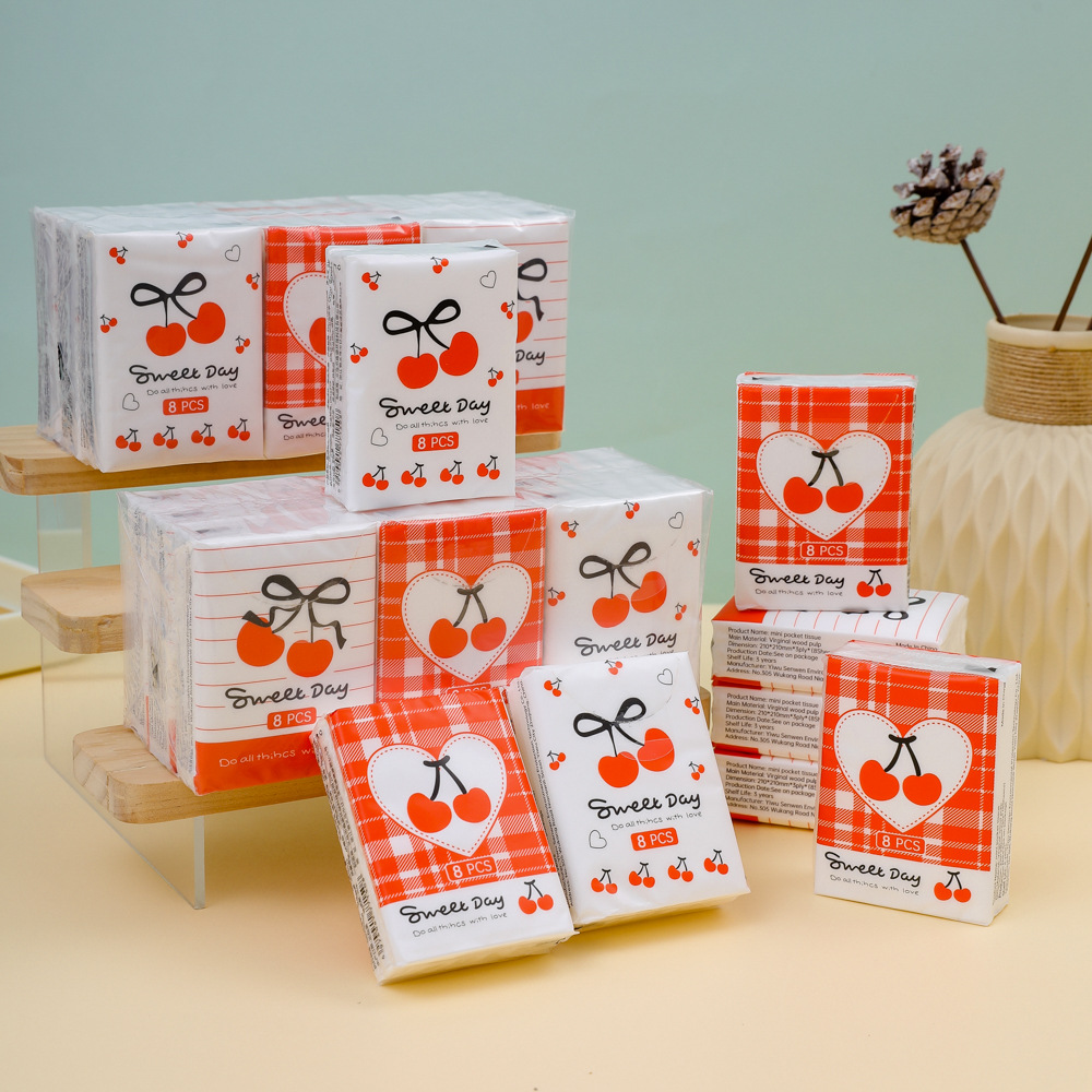 Cherry white paper handkerchief paper 9 pack
