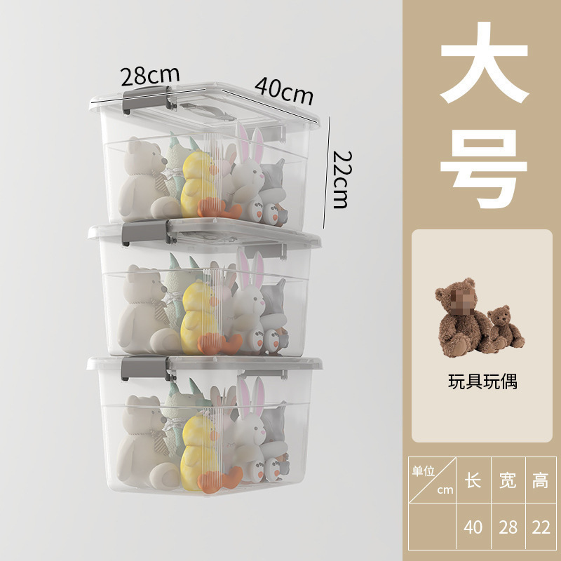 透明收纳箱带盖装衣服储物箱子家用零食盒玩具杂物车载后备整万百|undefined