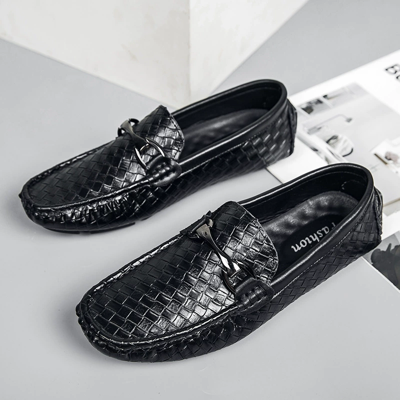 8901 мужская обувь, маленькие кожаные туфли для вождения, Весенняя тканая обувь на плоской подошве с низким верхом, повседневная обувь ручной работы