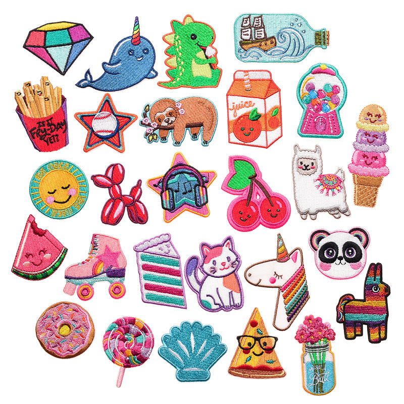 Original patch cartoon water bottle boat milk cat embroidery cloth stickers children's clothing shoes clothing hat bag badge stickers armband