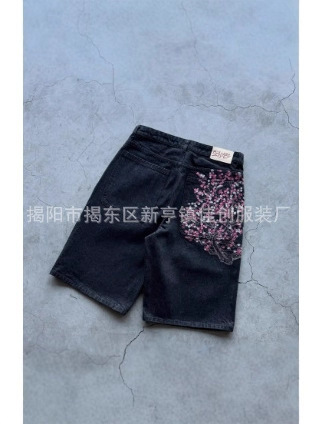 欧美跨境直销爆款水洗做旧破洞设计牛仔裤子日系高街休闲宽松长裤|undefined