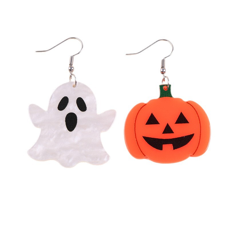 ヨーロッパとアメリカのハロウィンシリーズアクリルイヤリングカラフルなゴーストカボチャ漫画クモパーソナライズされたイヤリング女性用イヤリング|undefined