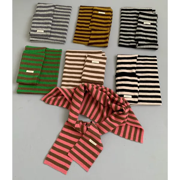 Korean high-end 100% Australian wool striped shawl for women, autumn and winter warm neck protector, T-shaped knotted cape, manufacturer