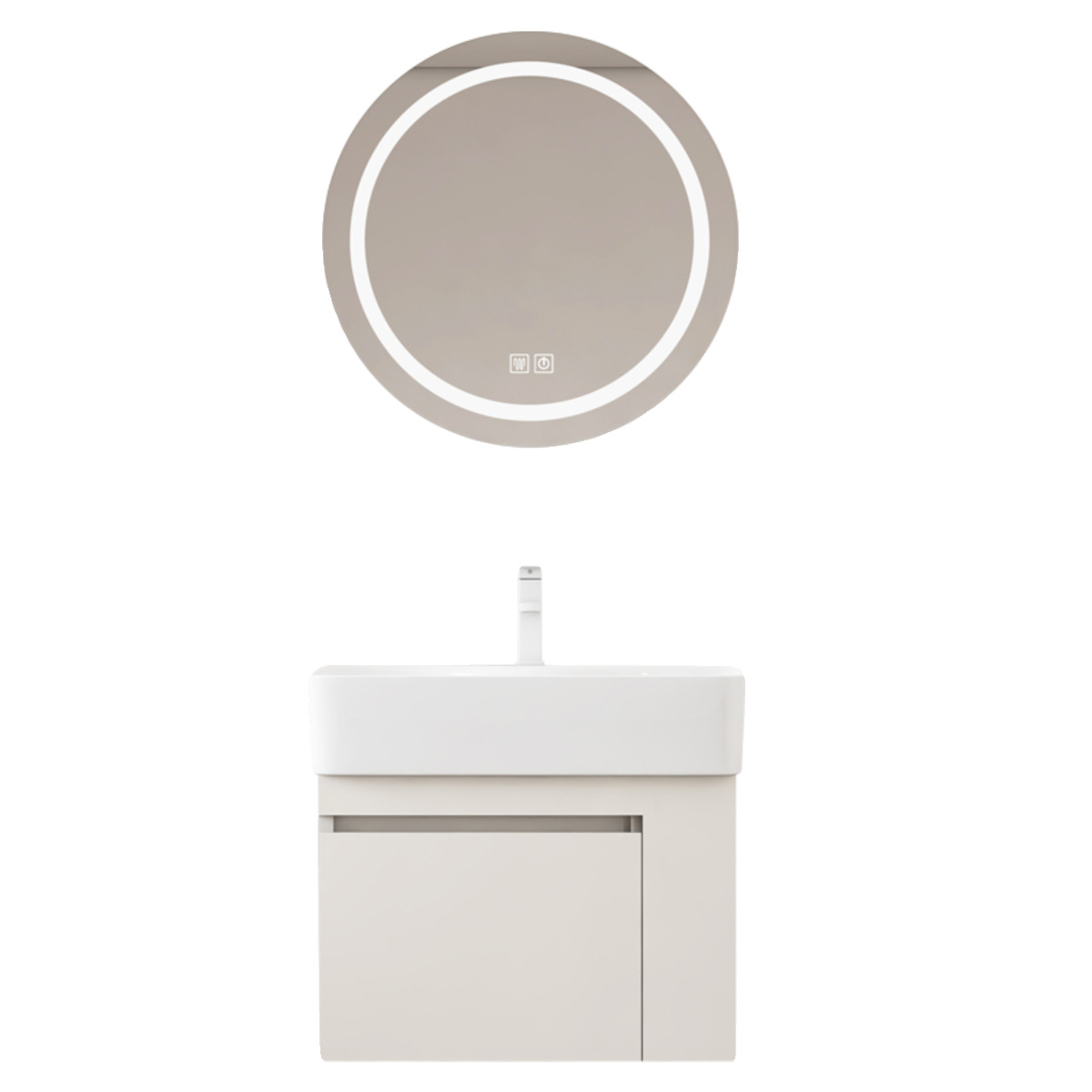 gabinete de baño de madera sólida de casa pequeña gabinete de lavabo de baño combinación lateral de almacenamiento lavabo lavabo color crema