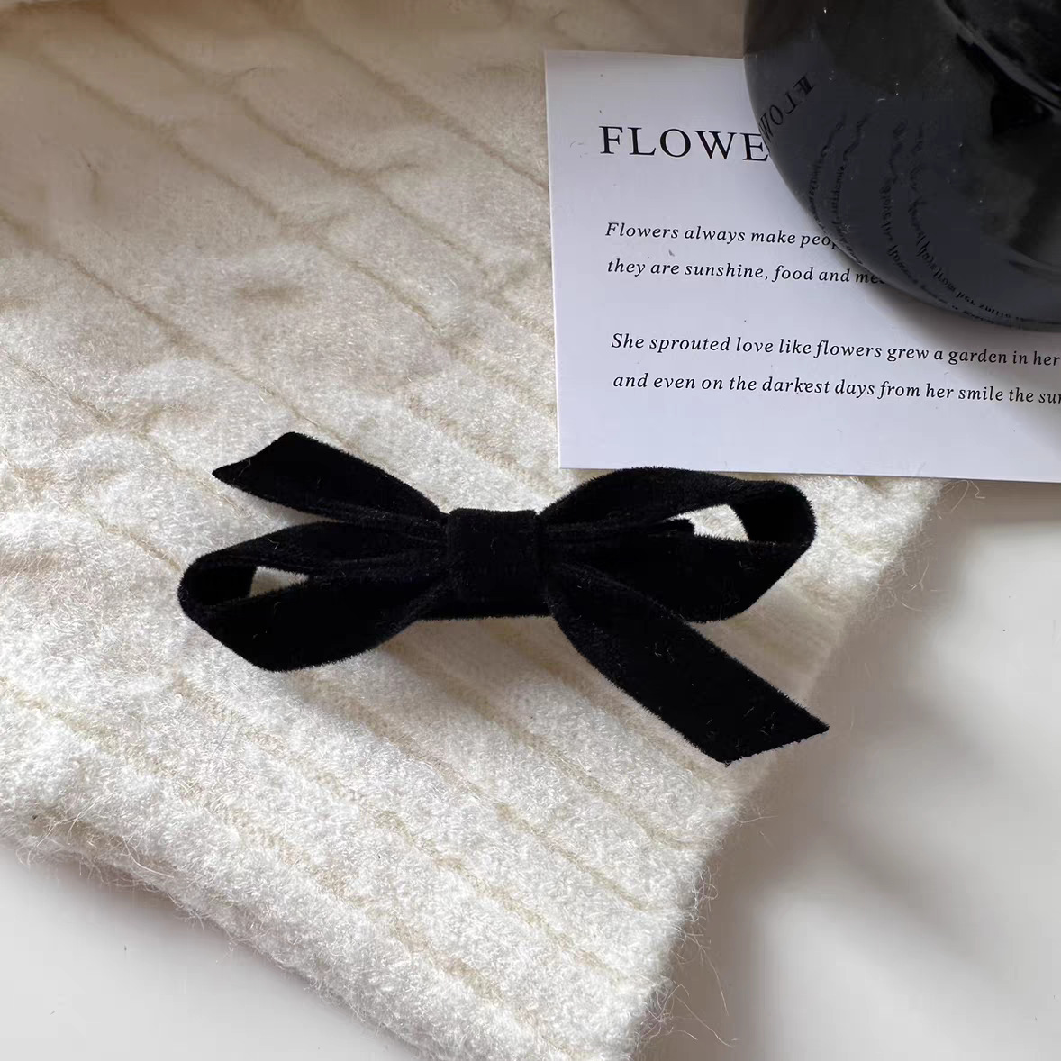 13#Black velvet bow hairpin 7cm (single pack)