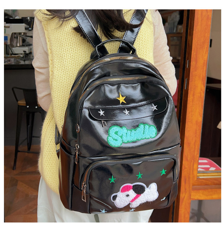 Neue Damentasche mit auffälligem Star American Retro-Rucksack, süßer Hund, nostalgische Schultasche, Schüler-Klassentasche_voghion.com