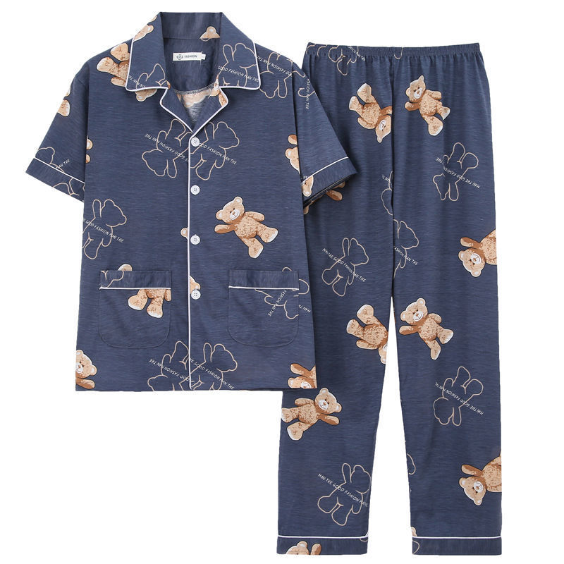 Pijamas de verano de los hombres pantalones de manga corta de algodón Delgado de los hombres de verano casual más el tamaño de media manga homewear traje