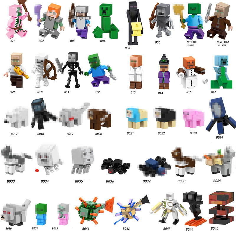 B001-B040 World Mini Figure Series Building Blocks Armor Assembled Animals in Bag