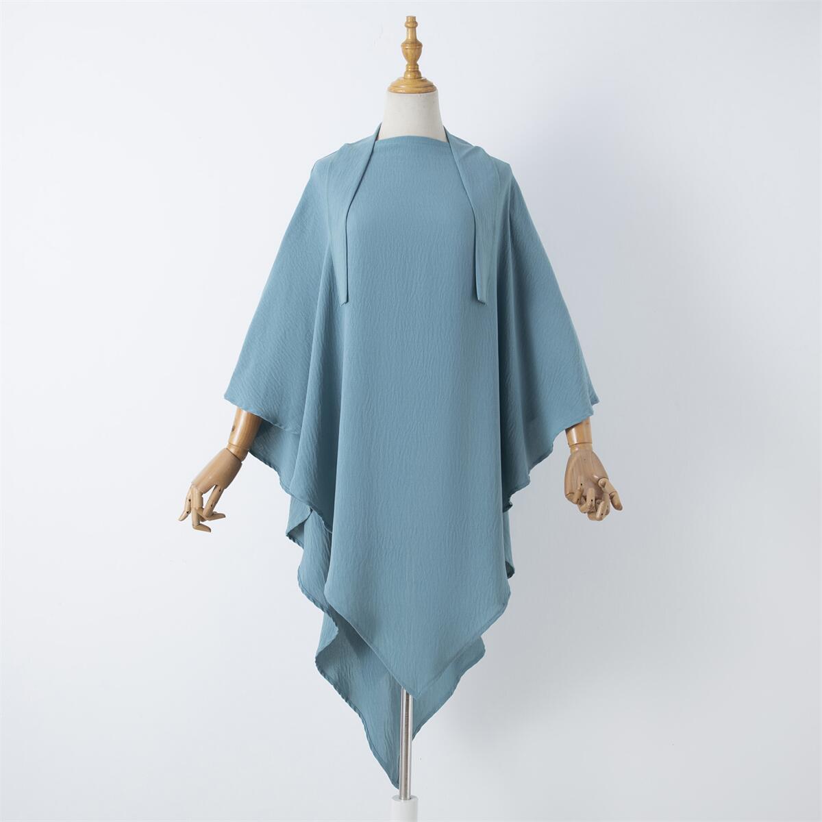 Damenbekleidung einfarbige Spitze Muslim Doppelschicht Kopftuch_voghion.com