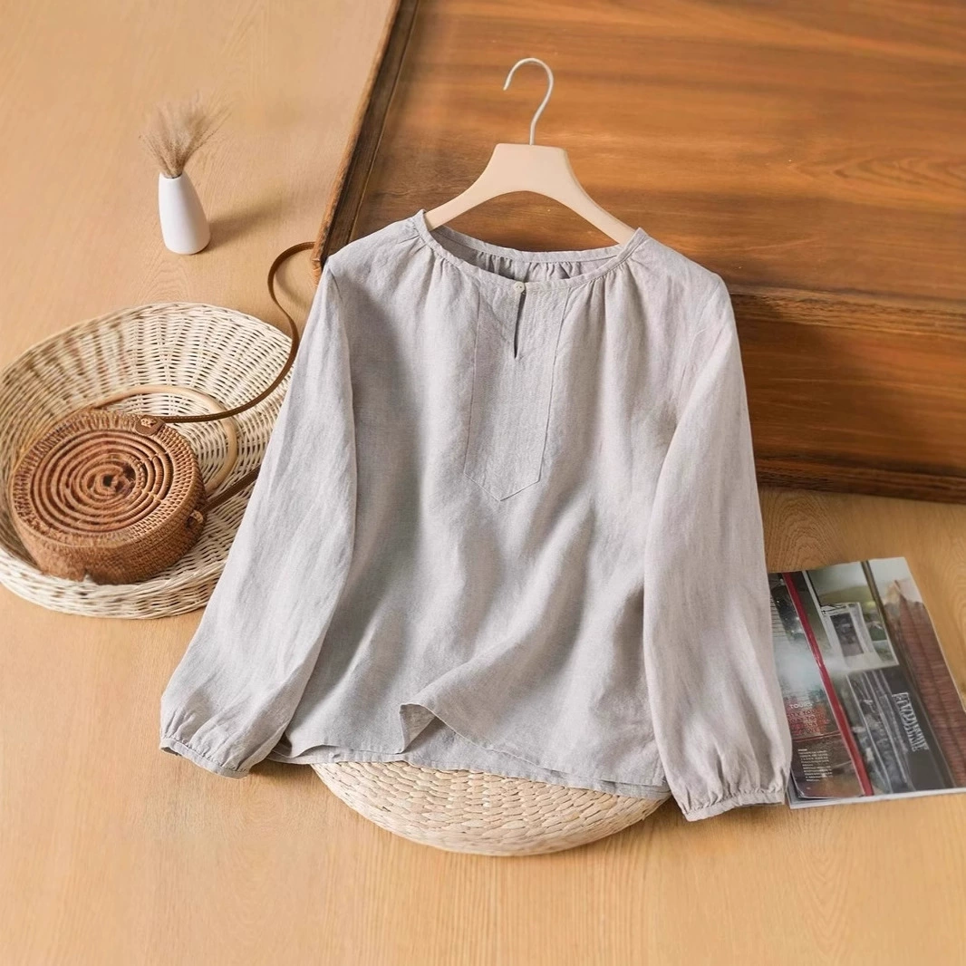 Новая сплошная рубашка свободная повседневная рубашка с длинными рукавами