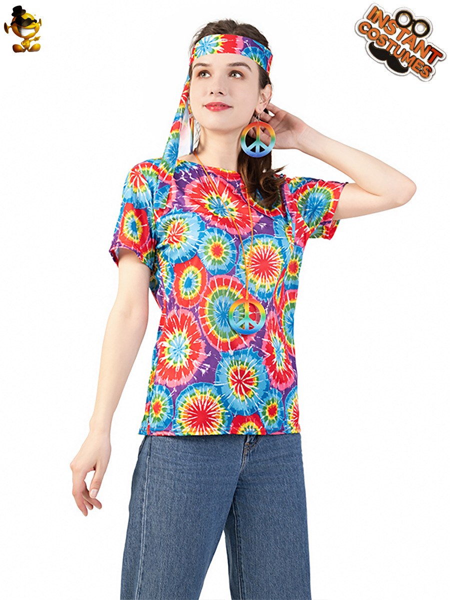 Halloween Adultos Mujeres Vintage Hippie Capa 'Cross-Border Hippie Female Party Disfraz