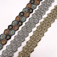 Factory Direct Sales Enamel Silver Gold Thread Small Flower Embroidery Edge Bone Thread Embroidery Fabric Accessories Embroidered Ribbon