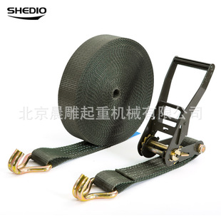 Shengdiao 2inch Military Green Thickened Cargo Double Hook Strap Truck Rope Tightener Tensioner Tie-Down Rope 5C