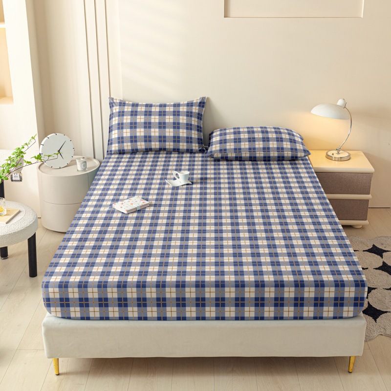 Una sola pieza de algodón lavado con agua todo incluido anti-deslizante cubierta de cama Memsi colchón cubierta de polvo sábanas para una sola persona 5