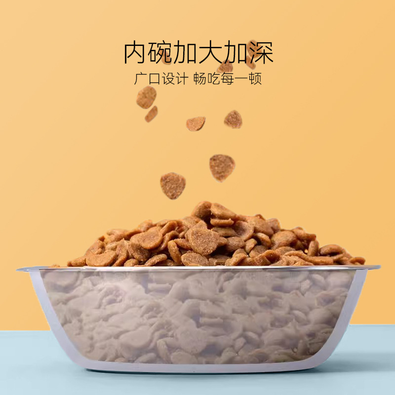 Perro de dibujos animados oso impreso de acero inoxidable doble tazón perro tazón antidetonante gato tazón para mascotas tazón de arroz perro suministros al por mayor