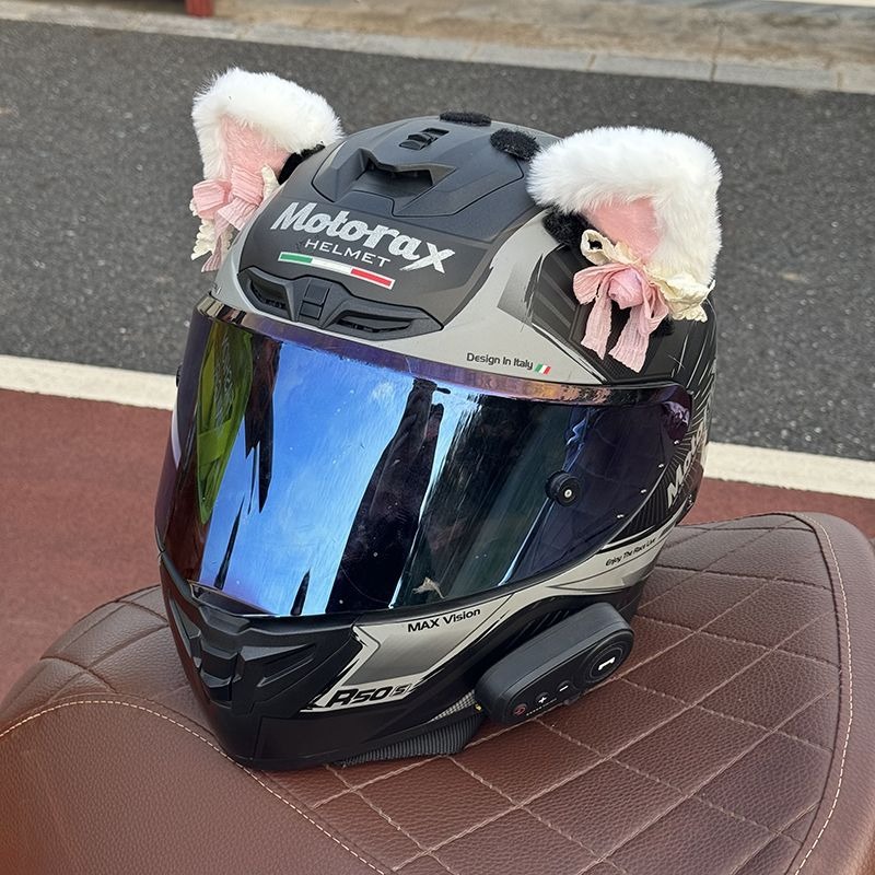 Trendy Motorcycle Full-Face Helmet Decoration Accessories Cat Ears Quick-Release Velcro Cute Cat Ears