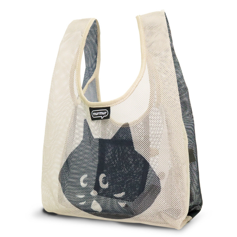 先行販売日本の新しい猫メッシュショッピングバッグ漫画かわいいランチバッグポータブル折りたたみショッピングバッグランチボックスバッグ|undefined