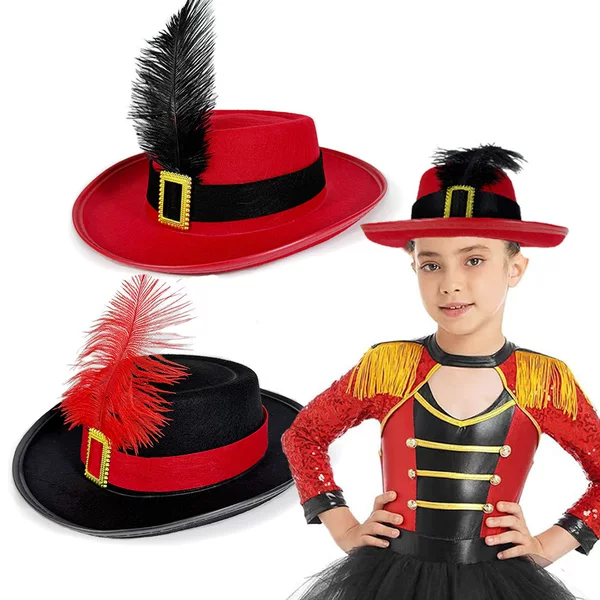 Amazon Carnival Party Children Feather Little Hat Halloween Red Little Police Hat June 1 Stage Performance