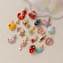 流行蝴蝶铜件陶瓷花朵保色跨境欧美新款镀18K时尚星星水晶花吊坠