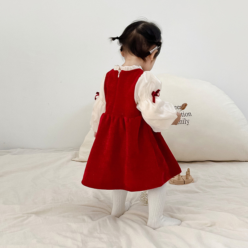 Weihnachten Prinzessin Mädchen Kinder Plüsch Herbst und Winter ein Jahr altes Babykleid_voghion.com