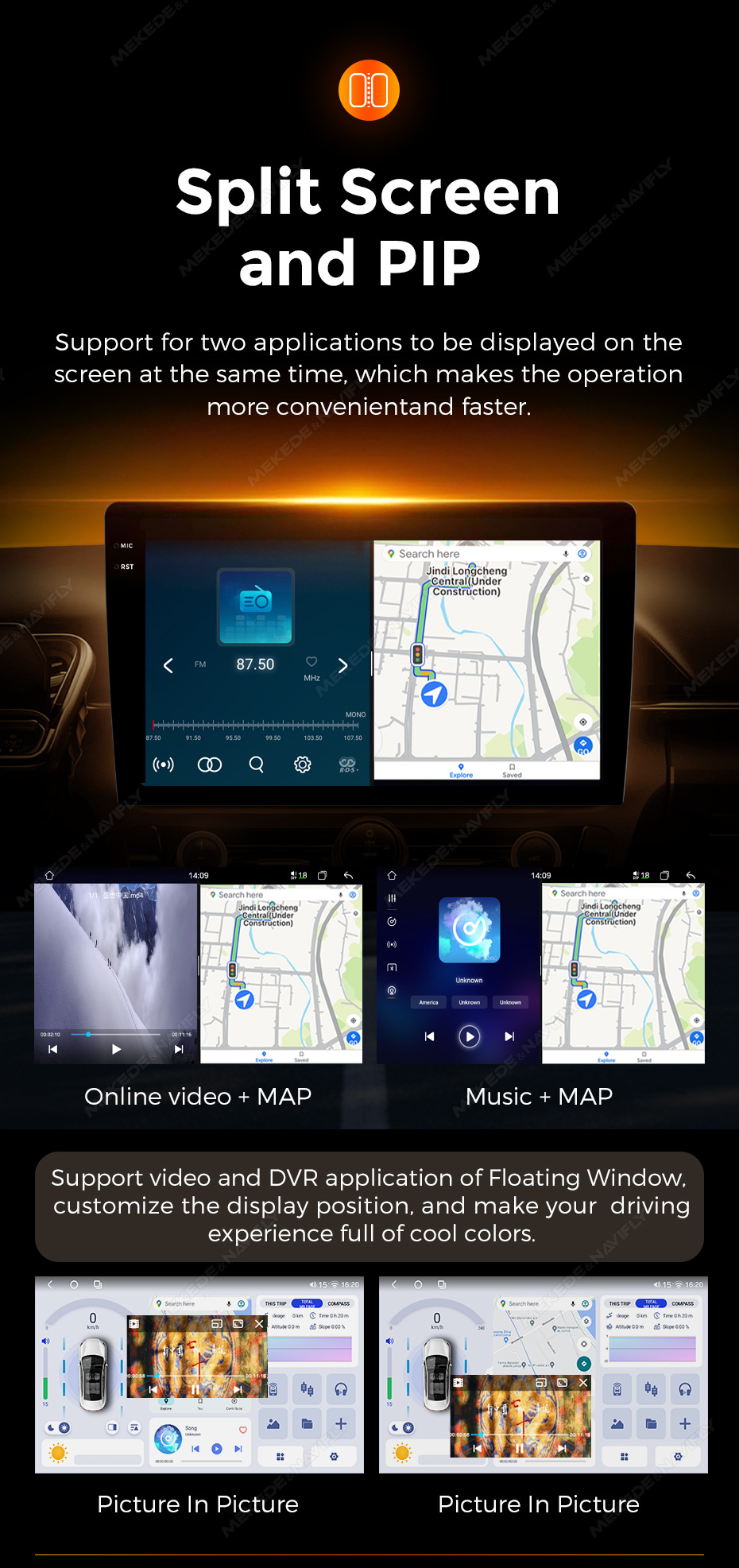 Fangyitong 7865 Android Hd Large Screen 9inch / 10inch Host Dvd Navigation Player Universal Car Device