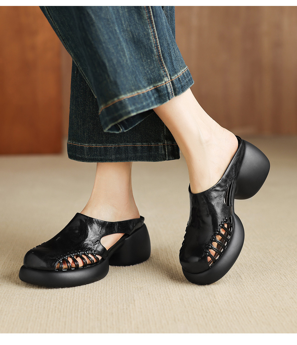 Sandal cao gót nữ mũi trùm đế dày gót 6 cm — đen chi tiết 18