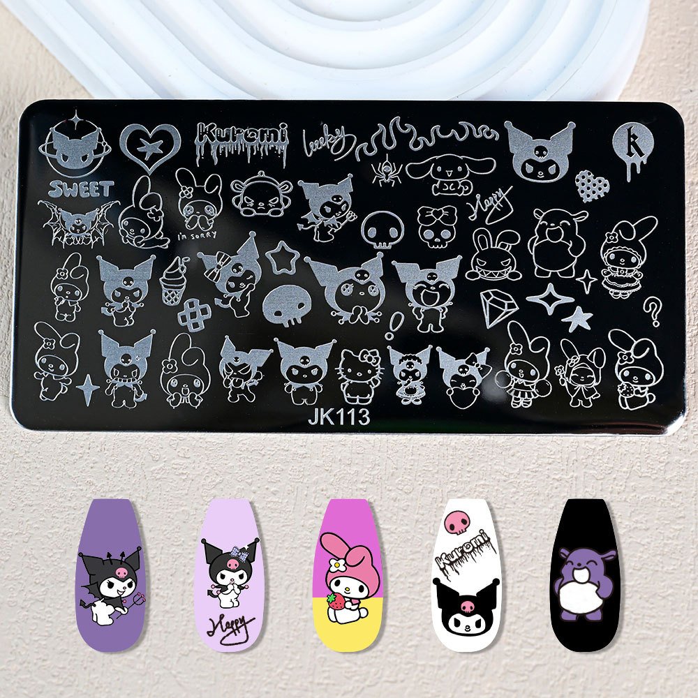 Cross-Border Big-Name Hello Kitty Pattern Nail Art Printing Steel Plate Stainless Steel Cartoon Cute Kt Cat Nail Art Transfer Steel Plate