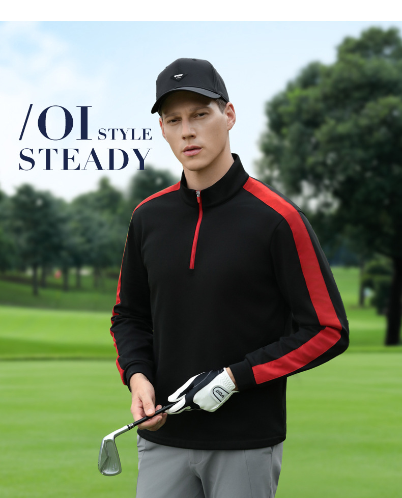 Áo chui đầu golf nam cổ đứng có khóa kéo, lót nhung giữ ấm mùa thu đông — Áo đen [lót nhung/cổ đứng có khóa kéo/tiết kiệm nhiệt và giữ ấm] YF813 chi tiết 8