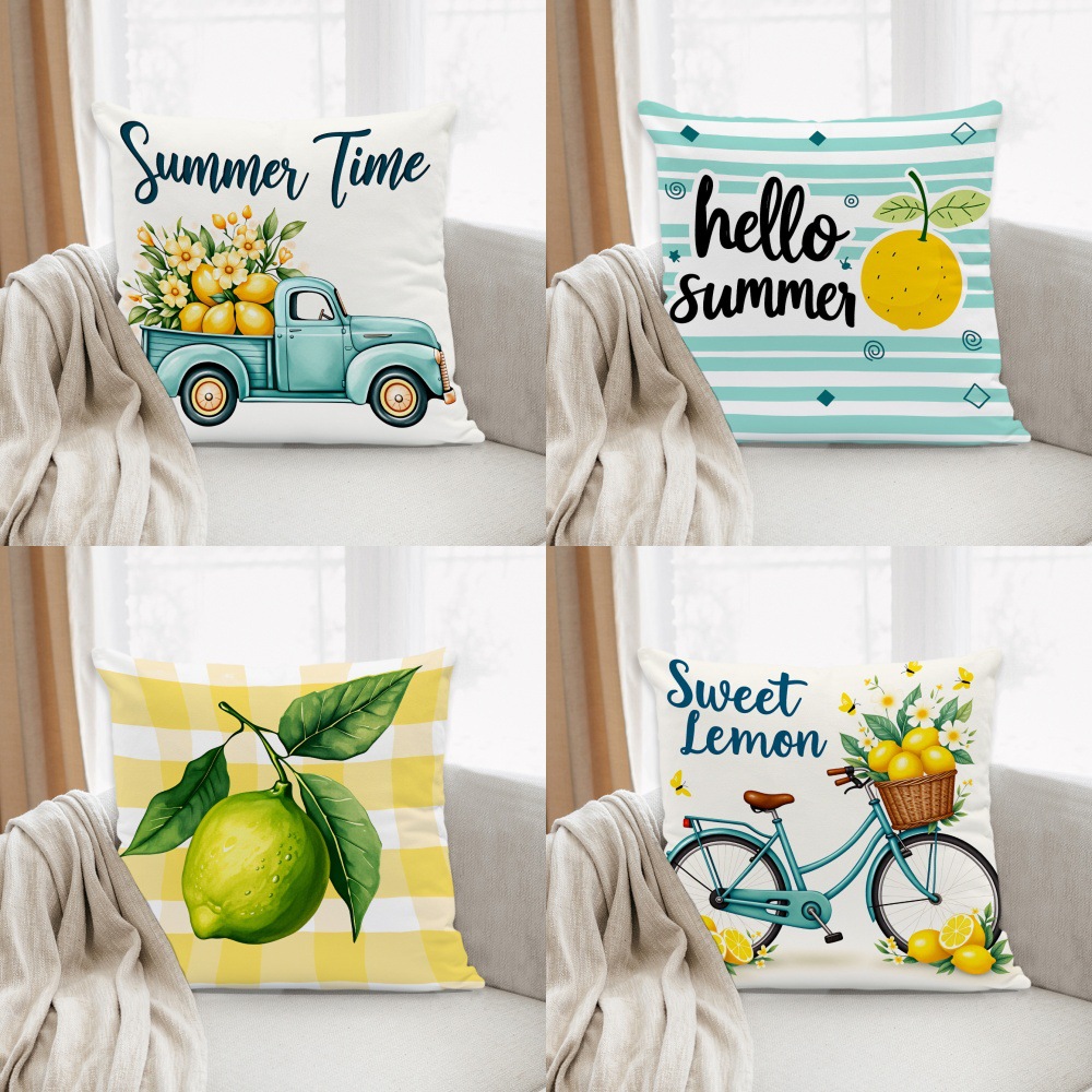 Área de agua fruta almohada cubierta camión de verano limón bicicleta sofá decoración cojín cubierta (sin núcleo de almohada)