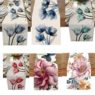 INS Wind Flower Linetic Table Flag Meal Cushion Cushion Settings Club Home Faculty Table Living Room Counter New Blue Cross -border