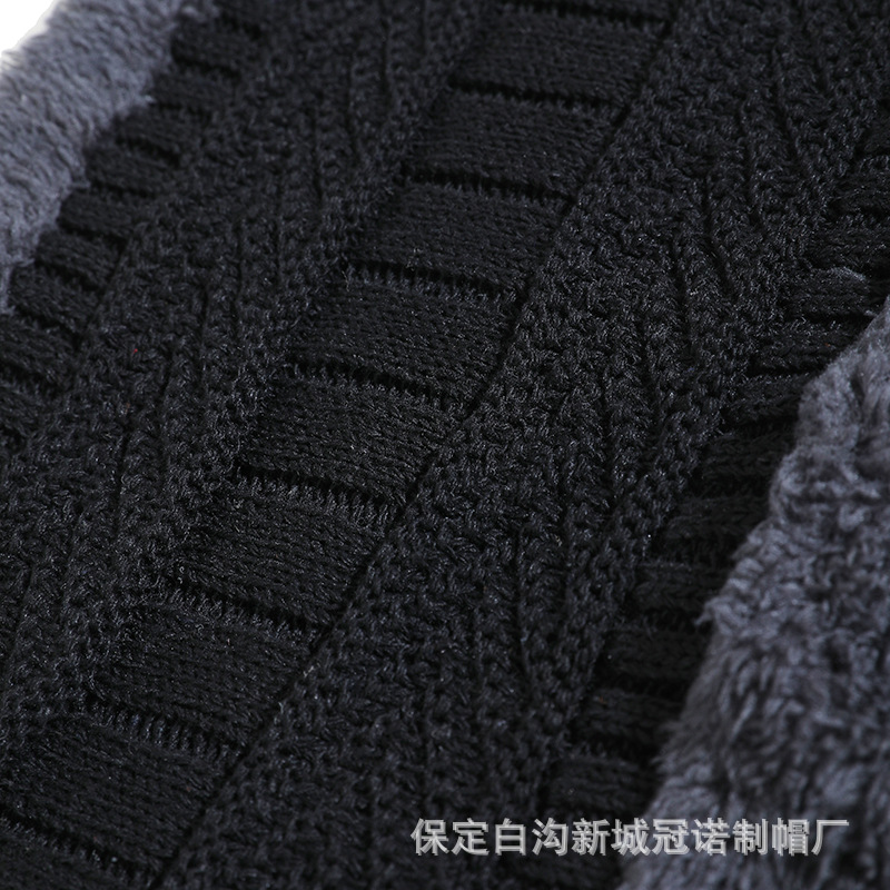 Winter knitted hat men's fleece-lined warm scarf integrated hat thickened wool hat female parent-child hat cross-border exclusive