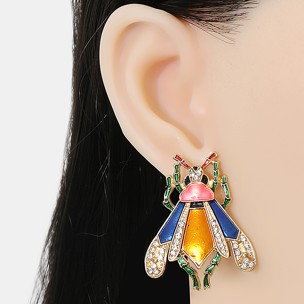 new cute cartoon insect color earrings diamond earringspicture2