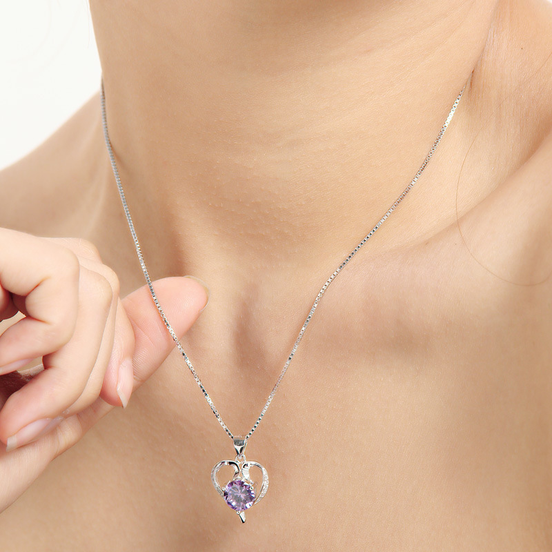 Fábrica de joyería de plata nueva s925 joyería de plata incrustado zircon estilo coreano simple colgante de mujer al por mayor