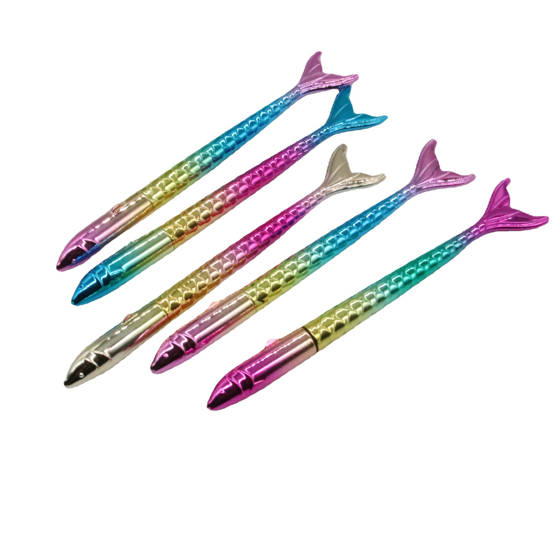 Gradiente sirena pluma de gel pluma lindo bolígrafo superficie chapada en aluminio regalo tienda principal empuje 4 colores opcionales