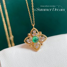 红麋鹿通体s925纯银复古宫廷风项链女优雅浪漫送礼锁骨毛衣链轻奢