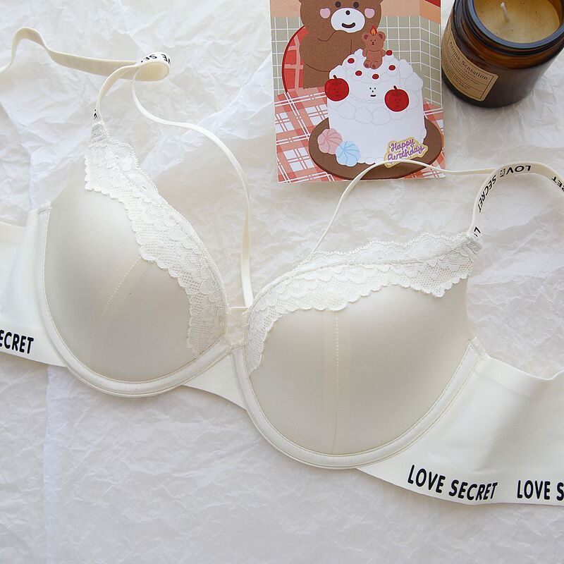 Lace Bra Without Rims, Push-Up Bra for Small Breasts, Push-Up Bra for Women, Silks and Satins, Sexy Cross Breast Enhancement