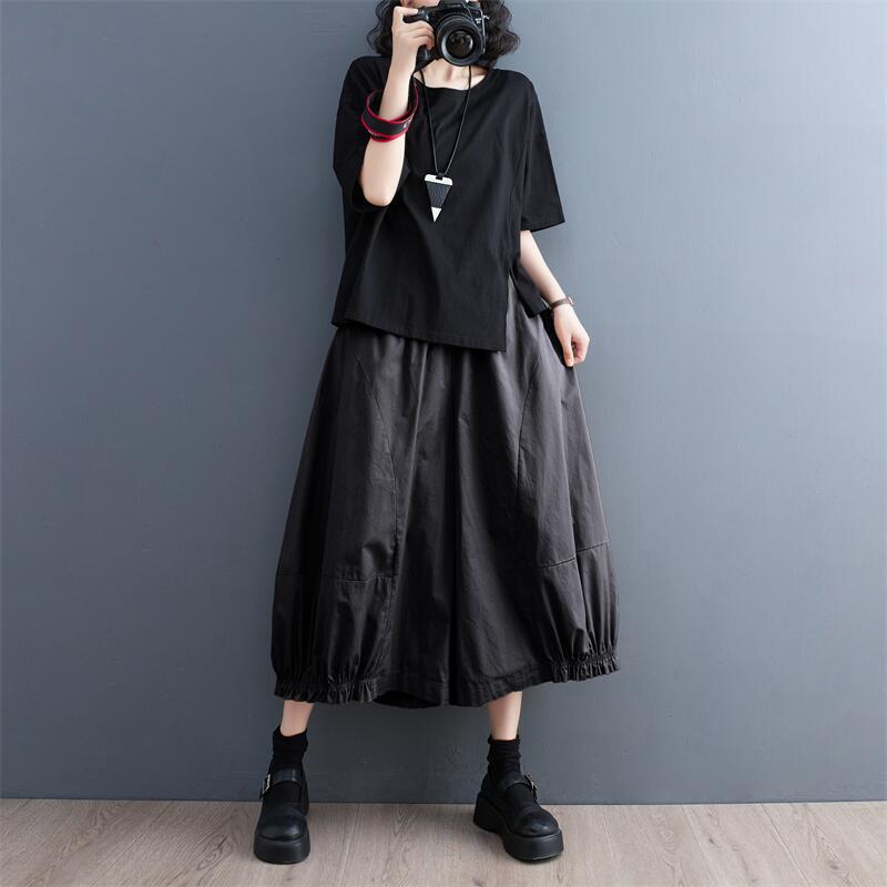 2026 Summer New Style Elastic Waist Loose-Fitting 7/8 Pants Plus Size Casual Skirt Pants Wide-Leg Pants for Plus-Size Women 2026 Summer New Style Elastic Waist Loose-Fitting 7/8 Pants Plus Size Casual Skirt Pants Wide-Leg Pants for Plus-Size Women