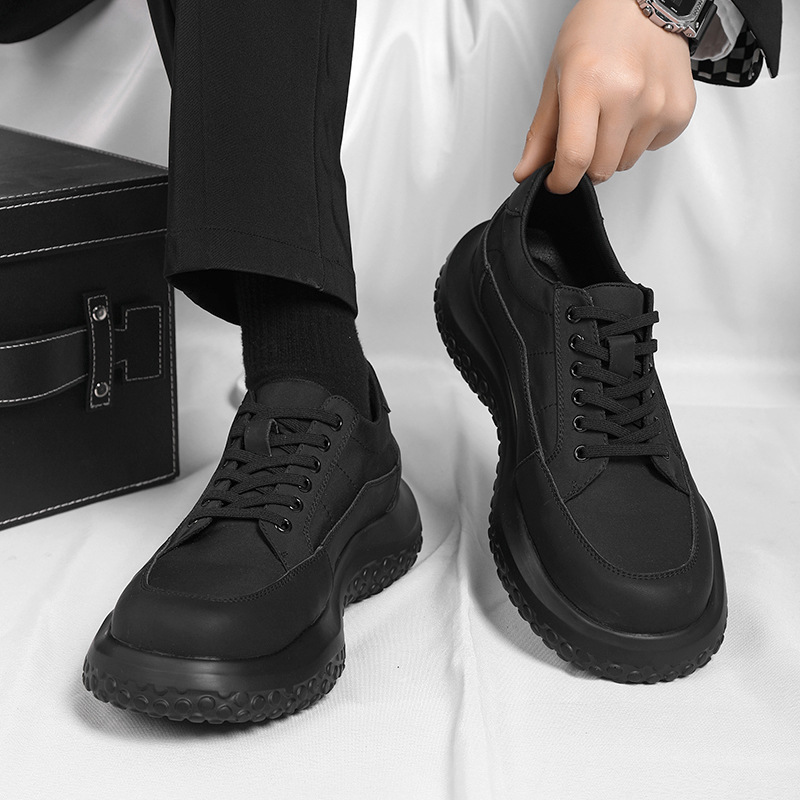 Niche Platform Board Shoes Boys Sports Canvas Shoes ins Japanese Style Retro Ugly Cute Big Toe Shoes Pure Black Tooling Shoes