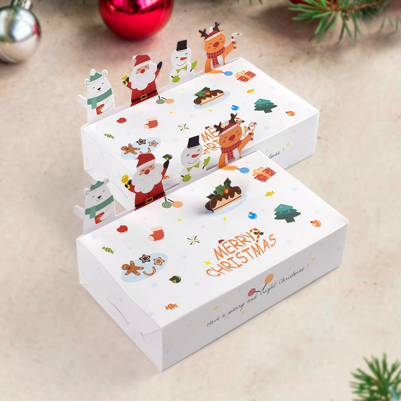 圣诞节礼品包装空纸盒立体可爱动物糖果饼干折叠礼盒10个/包批发