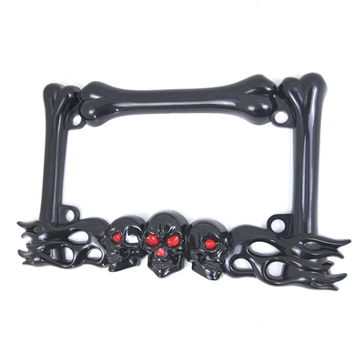 Plastic Skull Head Motorcycle License Plate Frame Abs Motorcycle License Plate Holder Motorcycle License Plate Frame License Plate Frame (License plate holder/license plate holder) - black