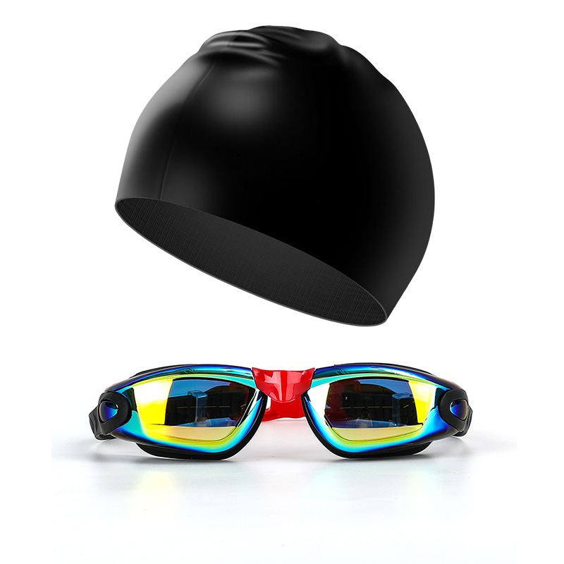 Kit de Gafas y Gorro de Natación Profesional de PC y Silicona Líquida, Impermeable y Anti-empañamiento