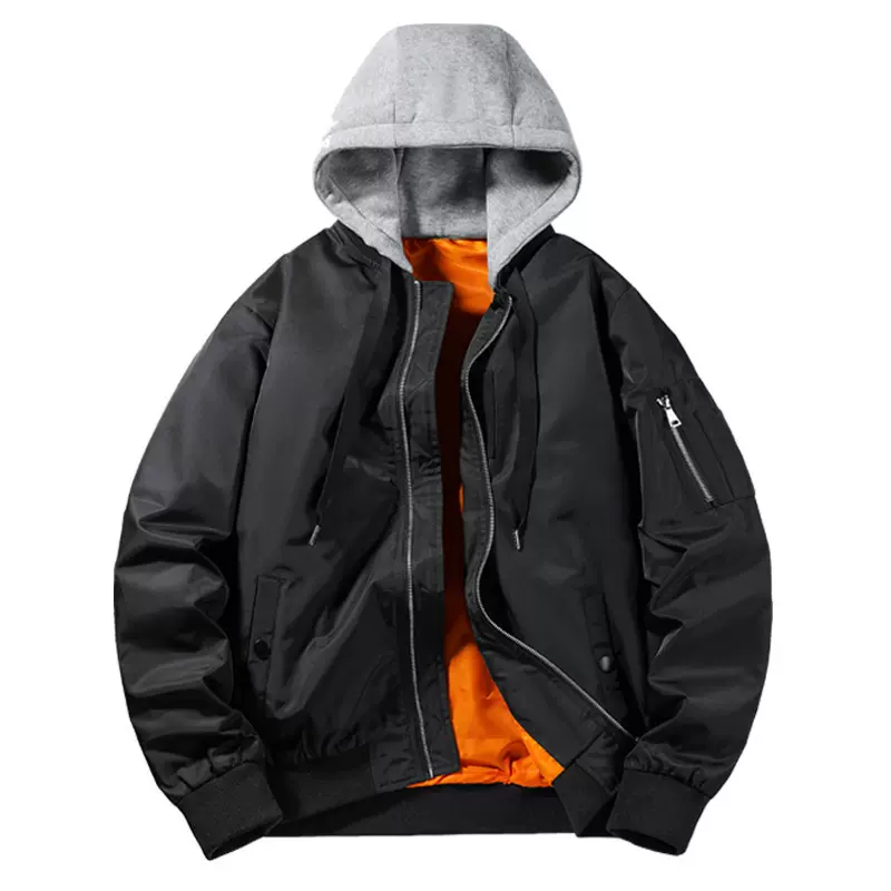 春秋新款ins潮牌宽松版棒球服男女情侣ma1飞行员夹克连帽可拆卸外