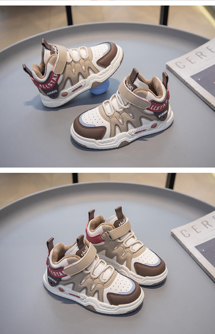 Children's Winter Running Shoes With Velcro Straps And Padding_voghion.com