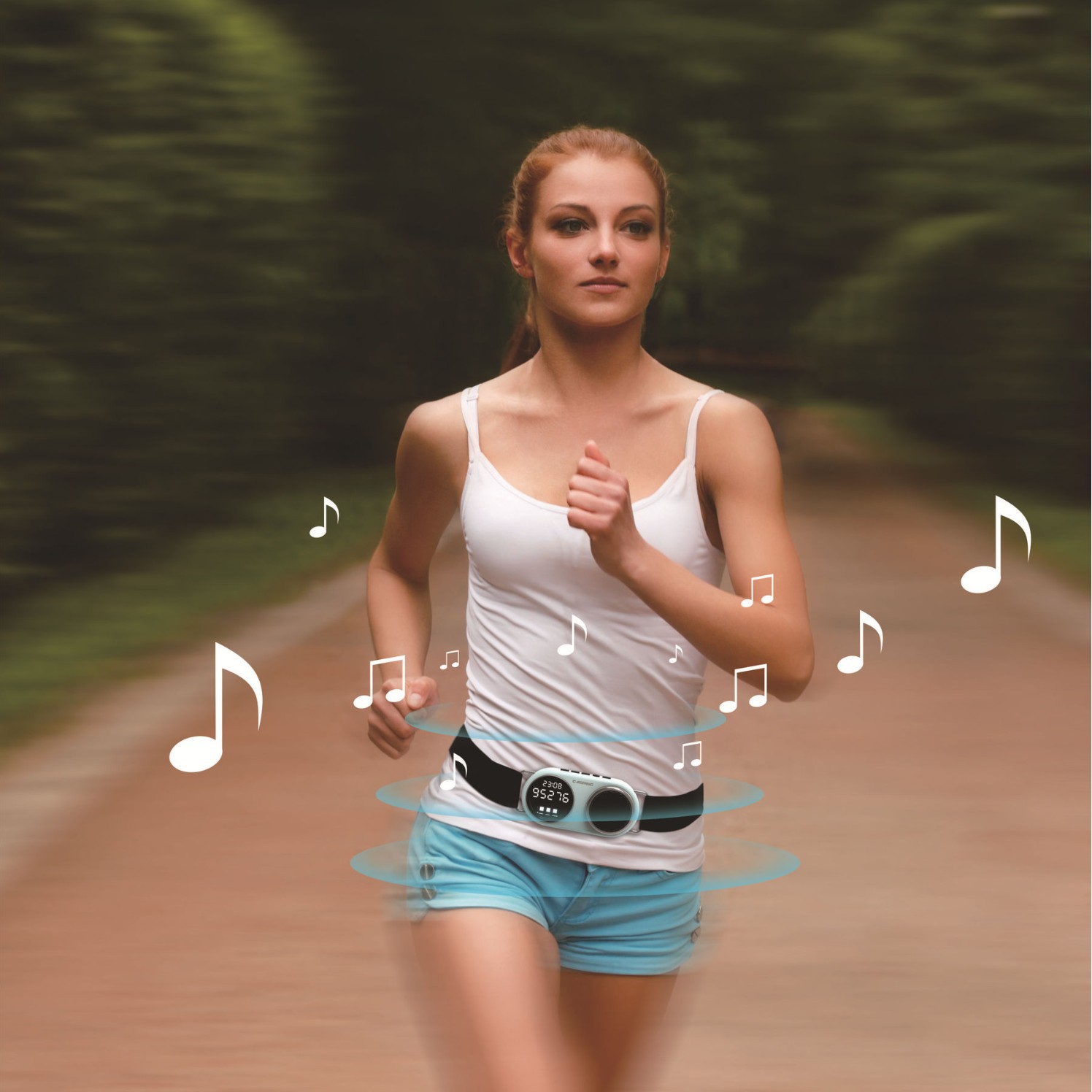 工厂直供运动腰戴式蓝牙音响时钟计步器照明警示灯TF卡智能穿戴|ru